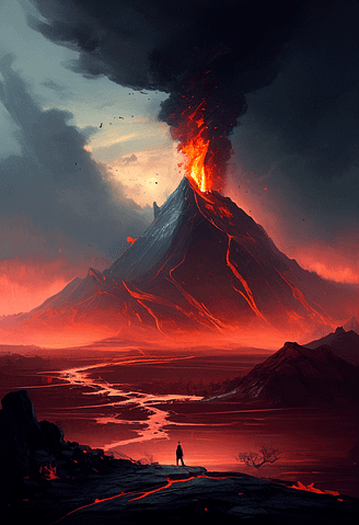 Free Fantasy Background Ancient Volcano