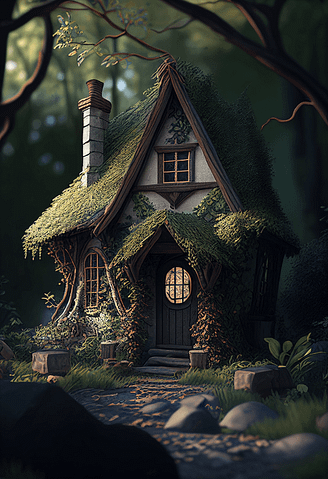 Free Fantasy Background Hidden Elvish Cottage