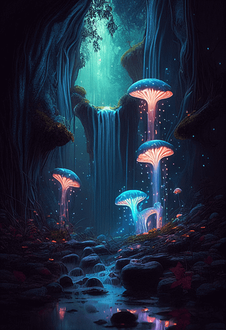 Free Fantasy Background Enchanted Mushroom Valley