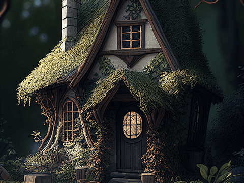 Free Fantasy Background Hidden Elvish Cottage