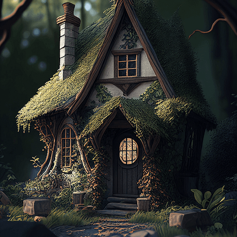 Free Fantasy Background Hidden Elvish Cottage