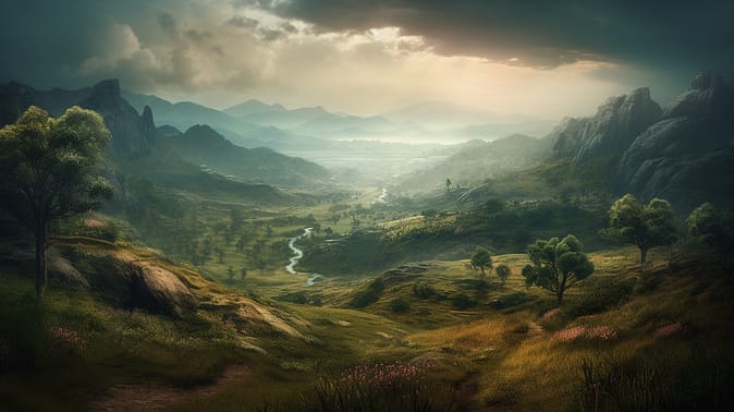Rolling Green Hills - Fantasy Backgrounds
